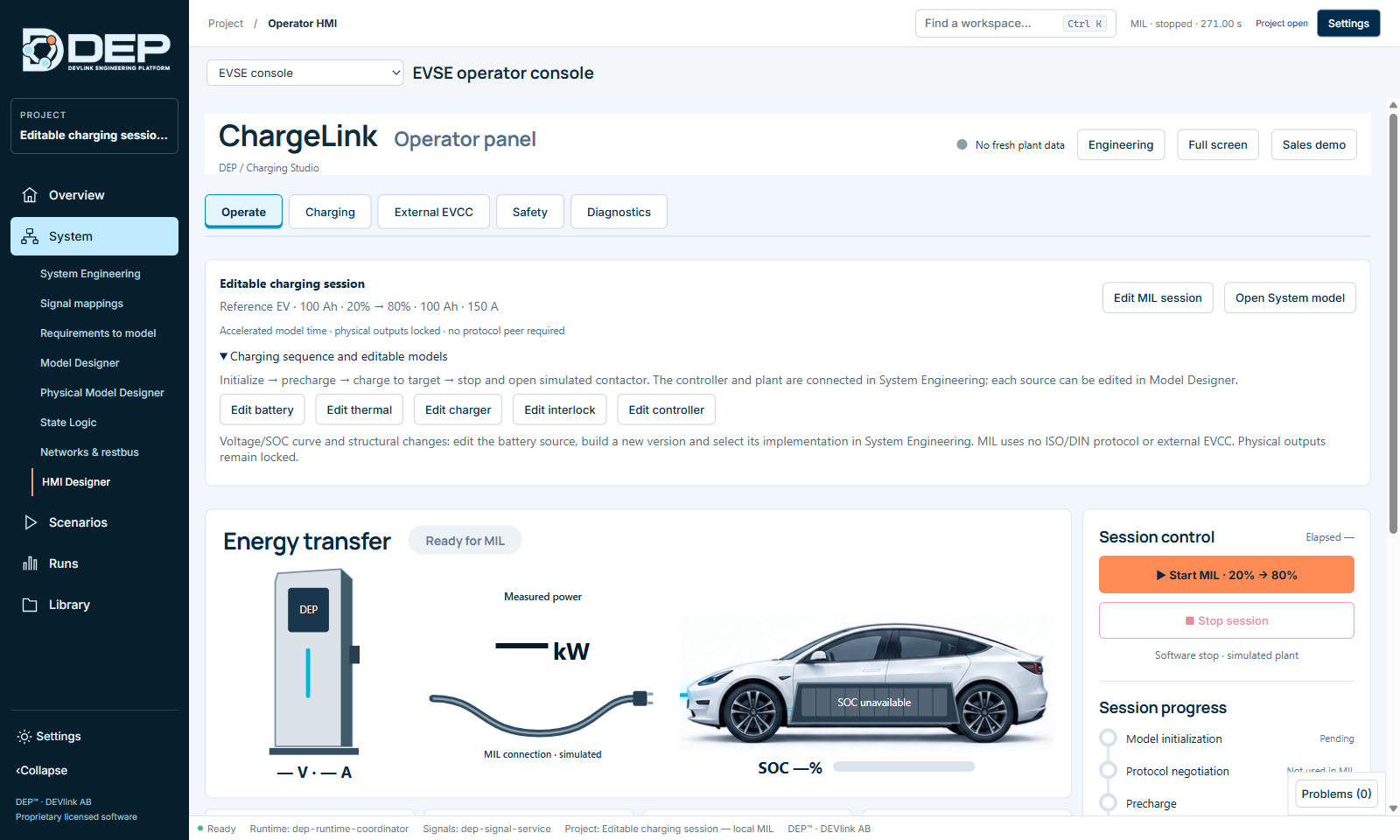 Charging sequence and editable models.