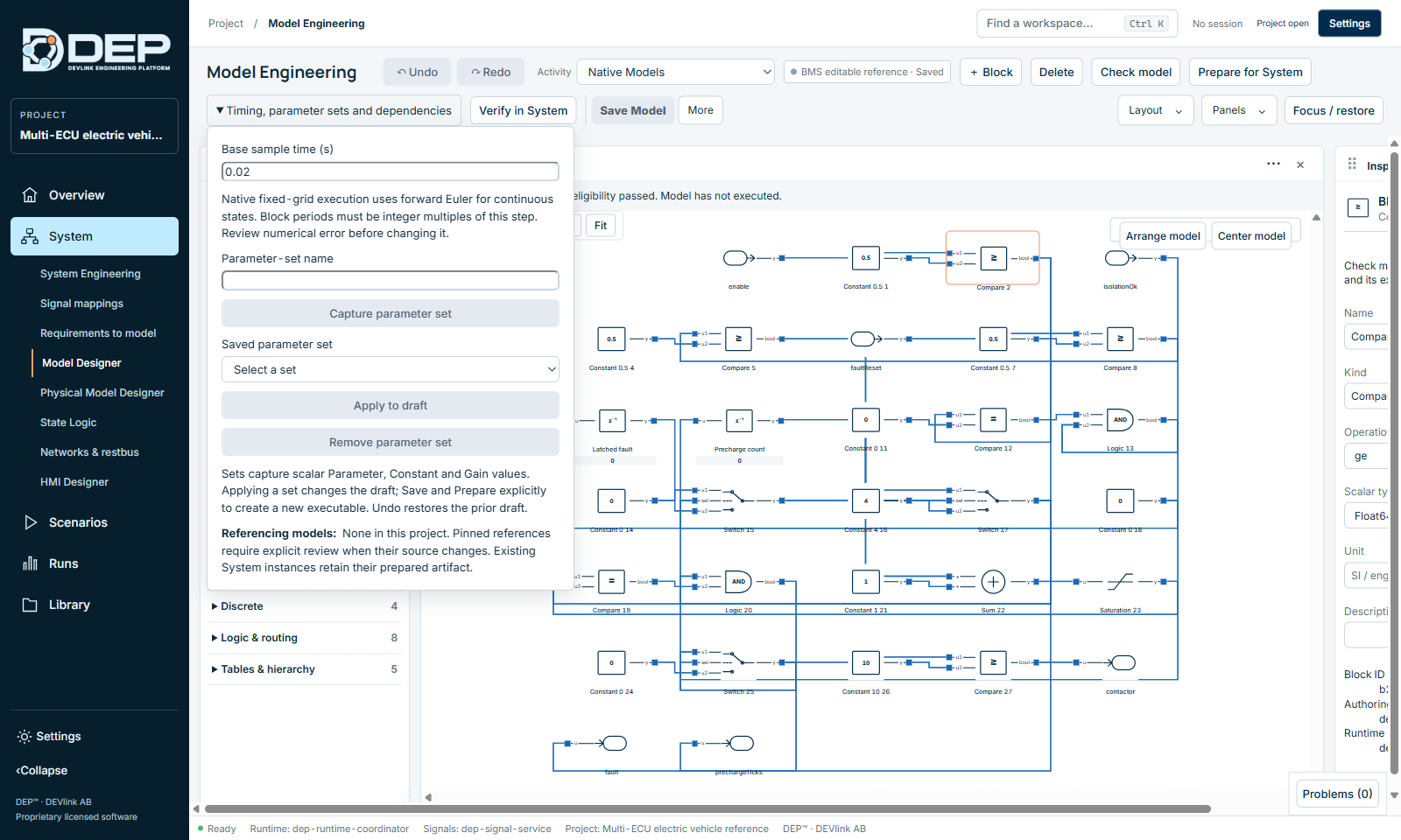 Timing, parameter sets and dependencies.